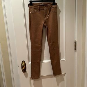 7 For All Mankind tan faux leather five pocket skinny jean size 25